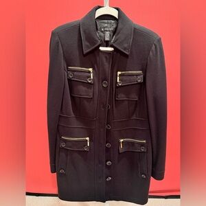 INC International Concepts Black Peacoat Utility Jacket
